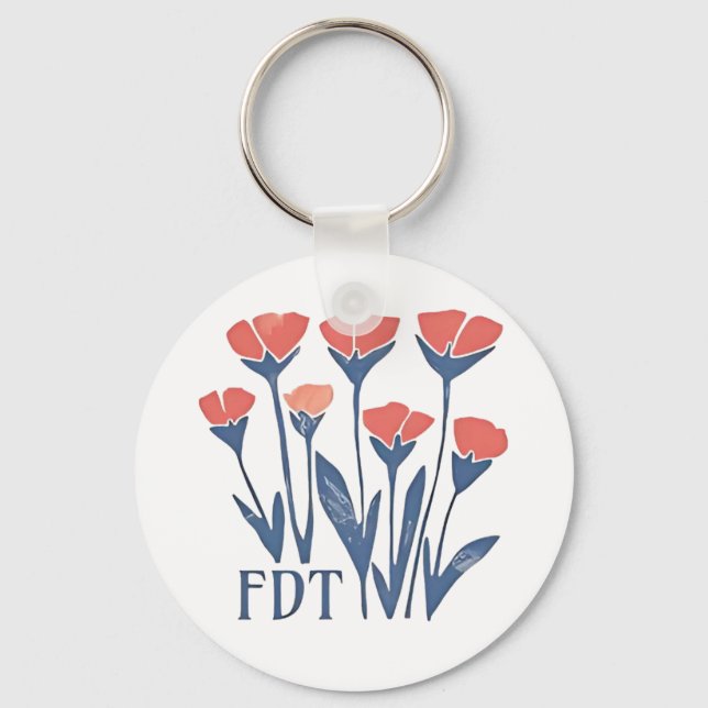 FDT Floral Wreath Subtle Feminine Boho Anti-Trump Schlüsselanhänger (Vorderseite)