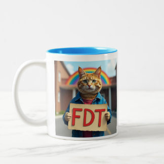 FDT Katze mit Regenbogen Zweifarbige Tasse