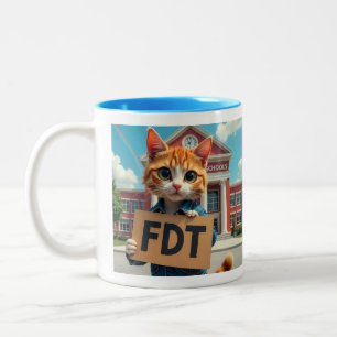 FDT Katze mit Schule für Lehrer Zweifarbige Tasse