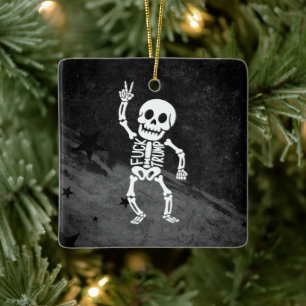 FDT Trump Funny Anti Trump Skelett Keramikornament