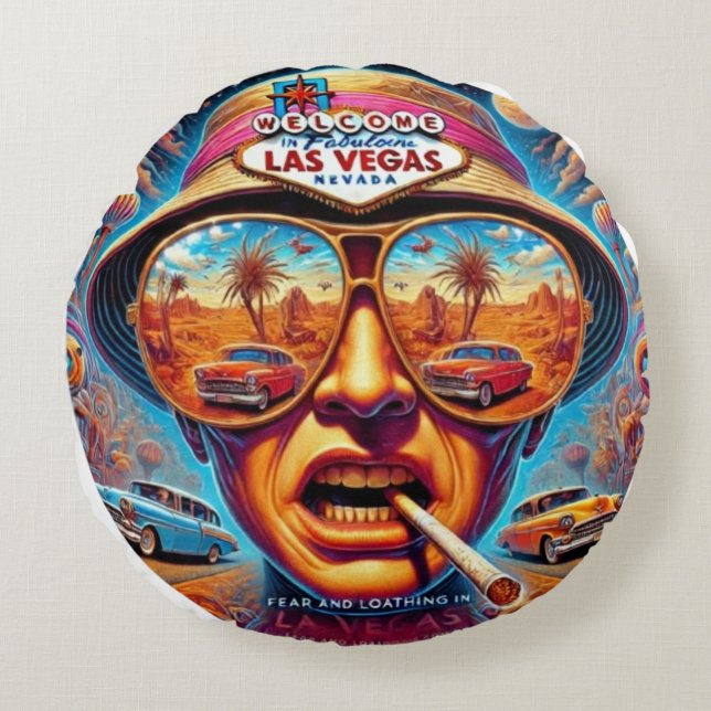 Fear and Loathing in Las Vegas Rundes Kissen (Vorderseite)