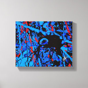 Fear Blau Rot Schwarz Abstrakter Spritzer Leinwanddruck