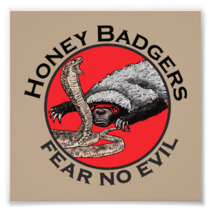 Fear no Evil Badass Honey Badger Red Animal Art Fotodruck