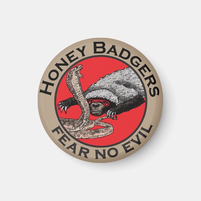 Fear no Evil Badass Honey Badger Red Animal Art Magnet (Vorne)