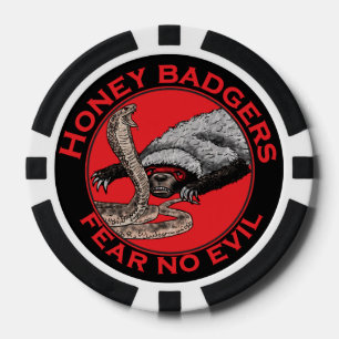 Fear no Evil Badass Honey Badger Red Animal Art Pokerchips