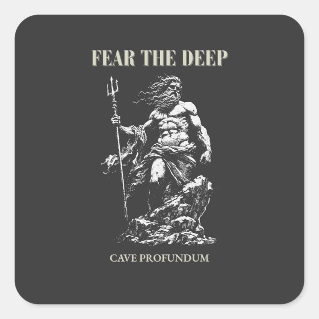 Fear the Deep – Poseidon Mythic  Quadratischer Aufkleber (Vorderseite)