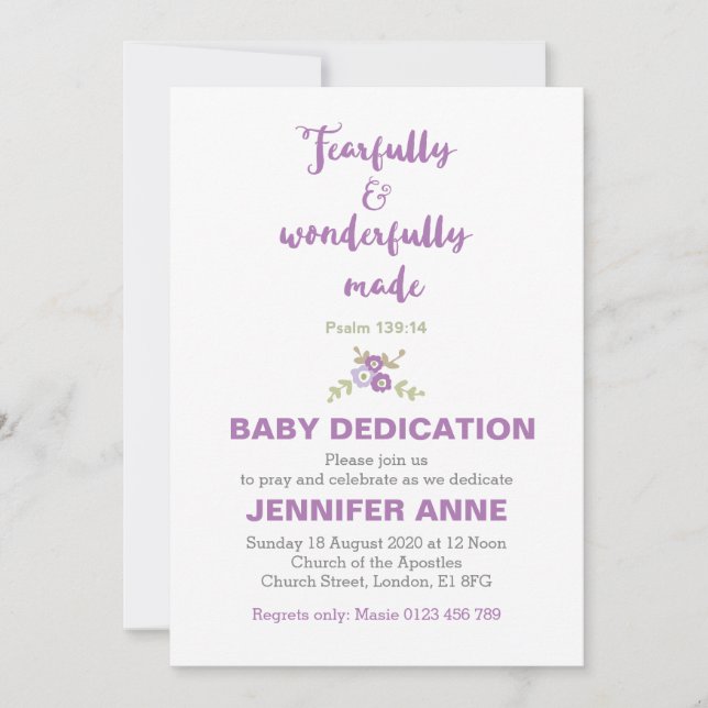 Fearful & Wonderful Baby Dedicite Einladung (Vorderseite)