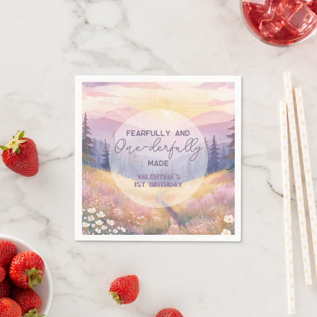 Fearfully and Onederfully Made Girl First Birthday Serviette (Beispiel)