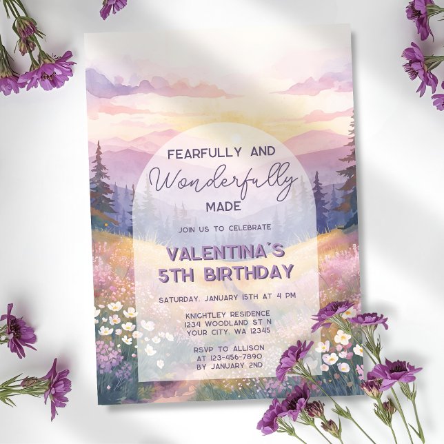 Fearfully and Wonderfully Made Girl Bible Birthday Einladung (Von Creator hochgeladen)