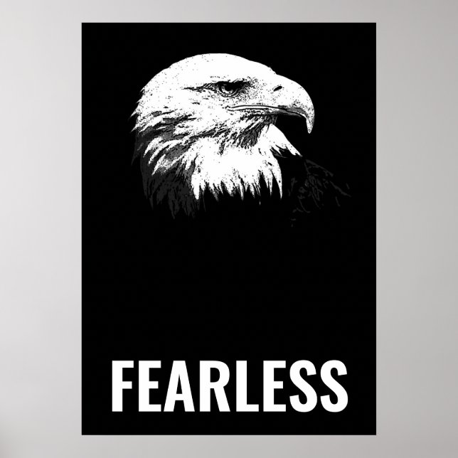 Fearless Bald Eagle Motivierend Courage Artwork Poster (Vorne)