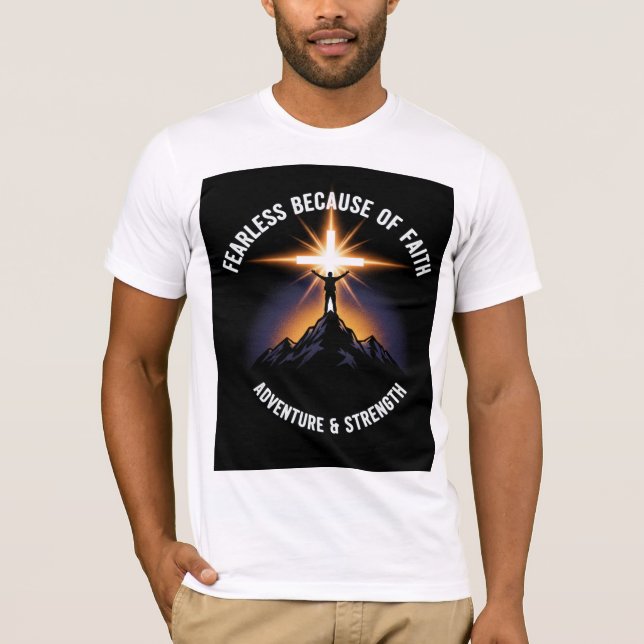  Fearless Because of Faith Christian Men’s T-Shirt (Vorderseite)