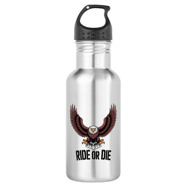 Fearless Eagle Rider - Bold Biker Spirit Edelstahlflasche (Vorderseite)