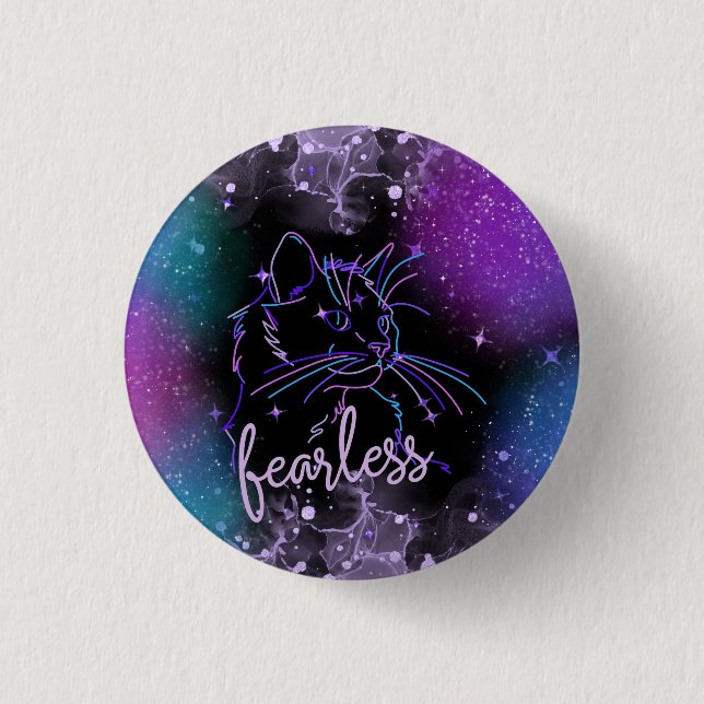 Fearless Galaxy Cat Button (Vorderseite)