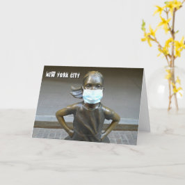 Fearless Girl mit Gesichtsmaske - NYC H card Karte