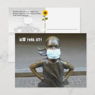 Fearless Girl mit Gesichtsmaske - NYC H Postkarte