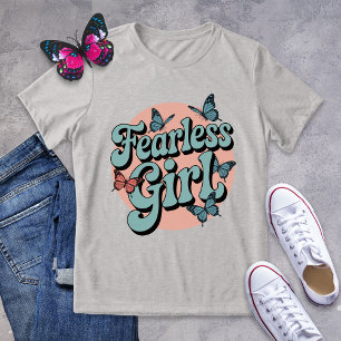 Fearless Girl Retro-Kreis-Schmetterling-Shirt Tri-Blend Shirt