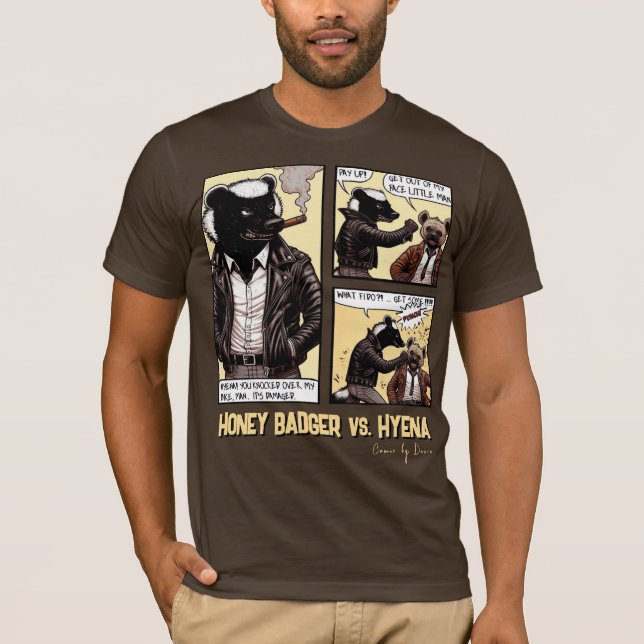 FEARLESS Honey Badger Fights a Hyena T-Shirt (Vorderseite)