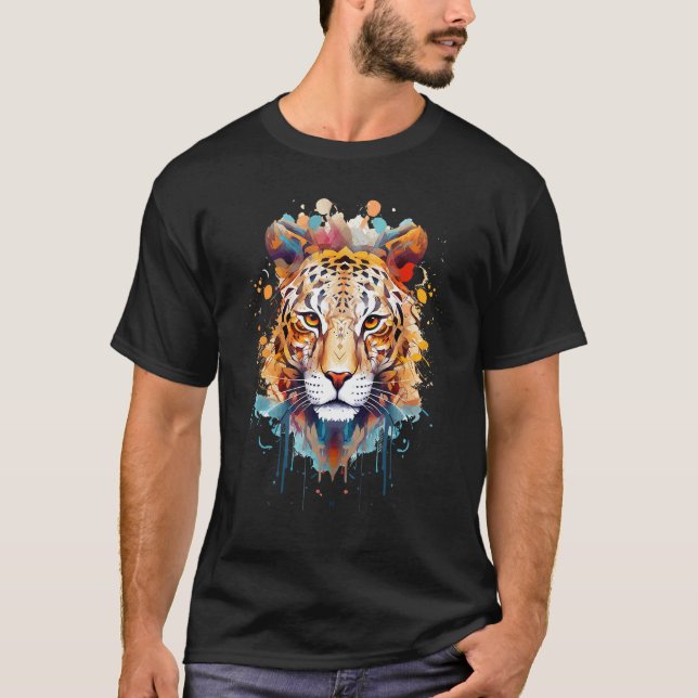 Fearless Jaguar Face Big Cat Lover Print Art Graph T-Shirt (Vorderseite)