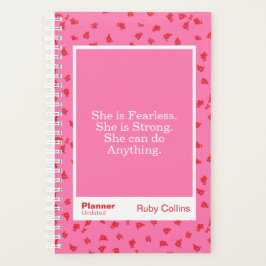 Fearless Pink Floral Inspirational Quote Planer