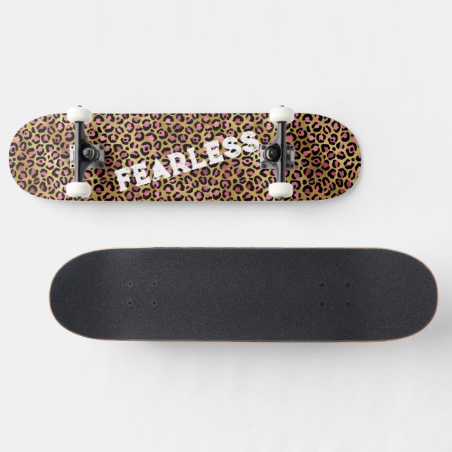 FEARLESS Pink Leopard Wild Animal Print Skateboard (Horizontal)