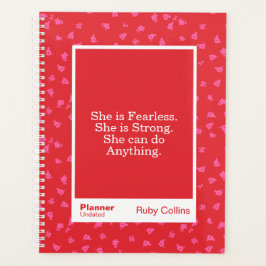 Fearless Red Floral Motivational Quote Planer