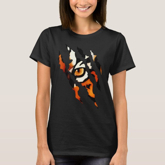 Fearless Tiger Cat Eye Claw Silhouette T-Shirt (Vorderseite)