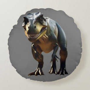 **"Fearsome Grin: The Smirking T-Rex"*** Rundes Kissen