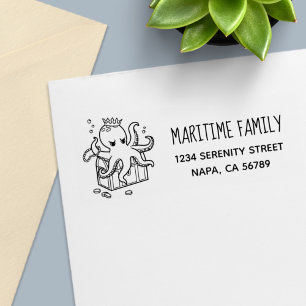 Fearsome Octopus Guarding Treasure Family Address Permastempel