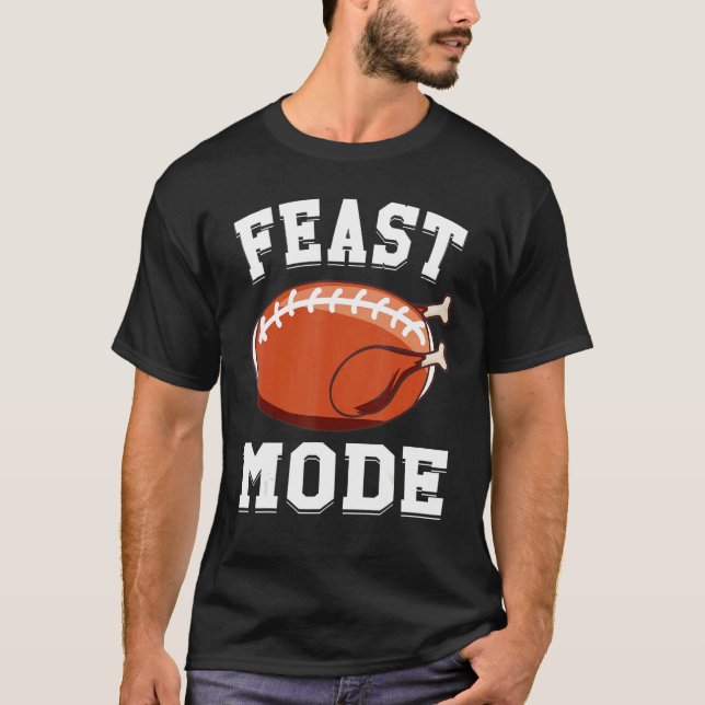 Feast Mode Football Turkey  Thanksgiving  Men Boys T-Shirt (Vorderseite)