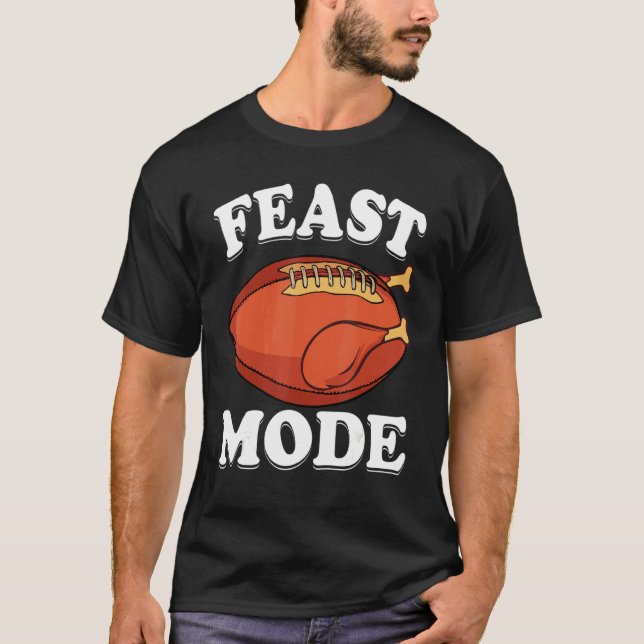 Feast Mode Football Turkey  Thanksgiving  Men Boys T-Shirt (Vorderseite)