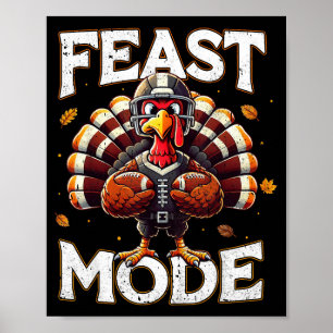 Feast Mode Truthahn Vintage-Fußball Thanksgiving-S Poster