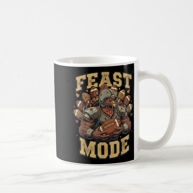 Feast Mode Turkey Football Thanksgiving Funny Vint Kaffeetasse (Rechts)