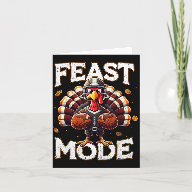 Feast Mode Turkey Vintage Football Thanksgiving Sh Karte (Vorderseite)
