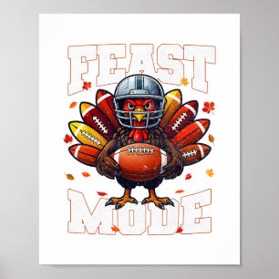 Feast-Modus Truthahn Vintage Herbst Fußll Thanksgi Poster
