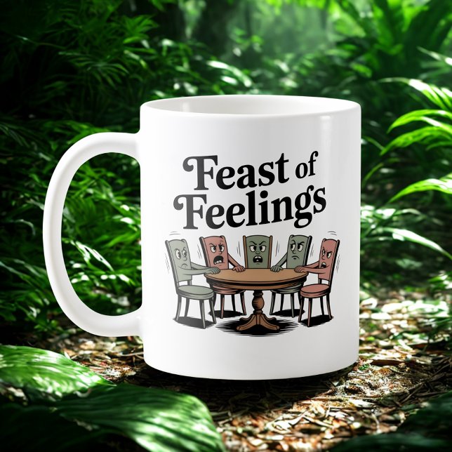 Feast of Feelings | Holiday Table Chaos Humor Kaffeetasse (Von Creator hochgeladen)