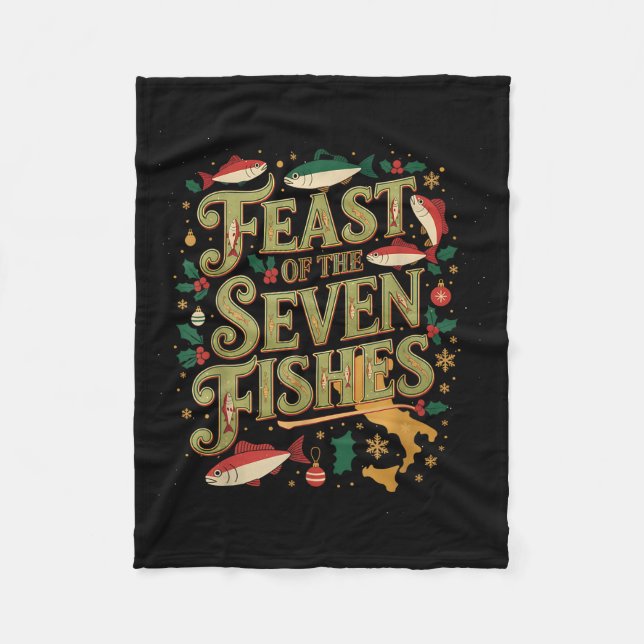 Feast Of The Seven Fishes Festive Italian Holiday  Fleecedecke (Vorderseite)