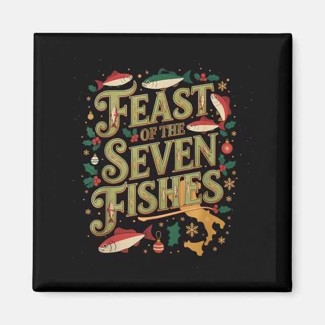 Feast Of The Seven Fishes Festive Italian Holiday  Magnet (Vorne)
