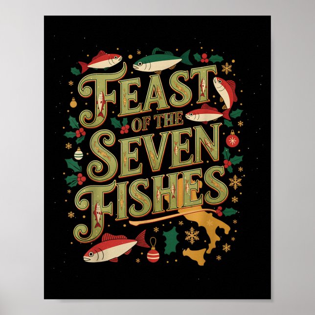 Feast Of The Seven Fishes Festive Italian Holiday  Poster (Vorne)