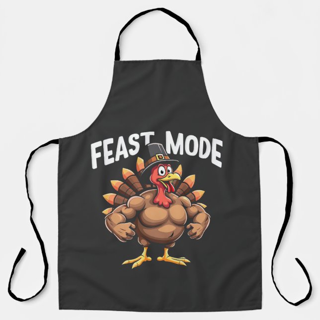 Feastmode Funny Erntedank Türkei Fitness Essen Schürze (Vorderseite)