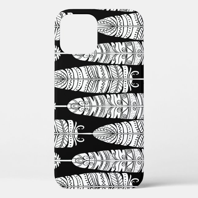 Feathboho: Schwarzweißmuster Case-Mate iPhone Hülle (Rückseite)