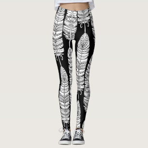 Feathboho: Schwarzweißmuster Leggings