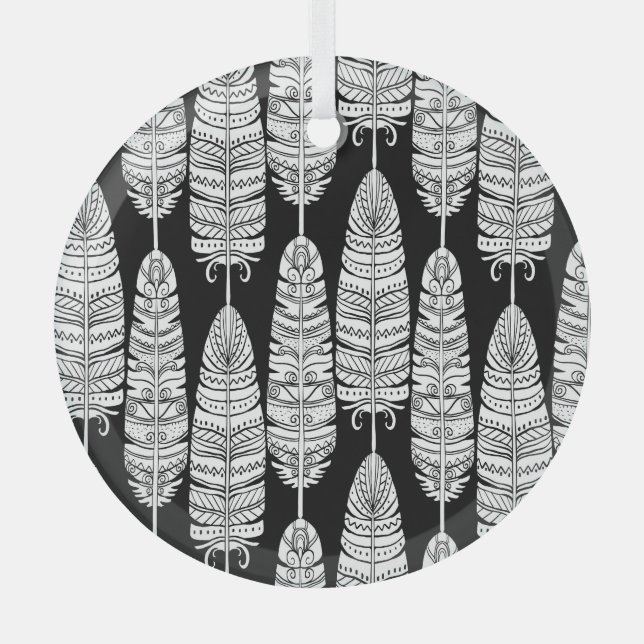 Feathboho: Schwarzweißmuster Ornament Aus Glas (Vorderseite)