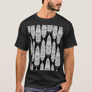 Feathboho: Schwarzweißmuster T-Shirt