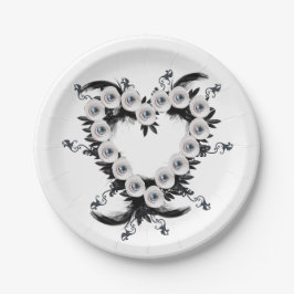 Feather and Black Pearl Heart Shape Pappteller