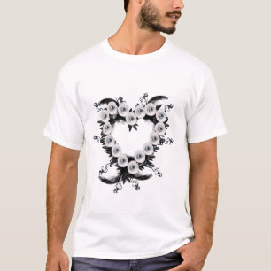 Feather and Black Pearl Heart Shape T - Shirt