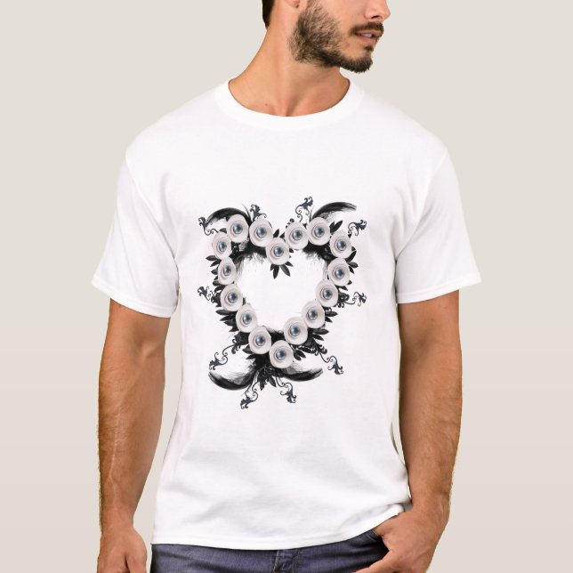 Feather and Black Pearl Heart Shape T - Shirt (Vorderseite)