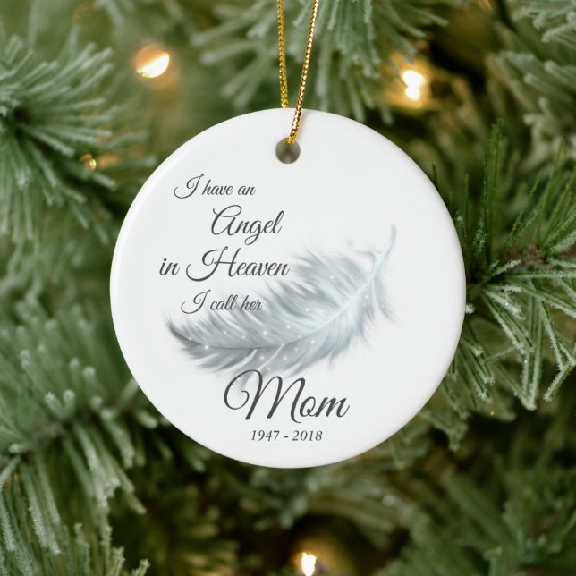 Feather Angel in Heaven Mama Weihnachten Keramik Ornament (Baum)