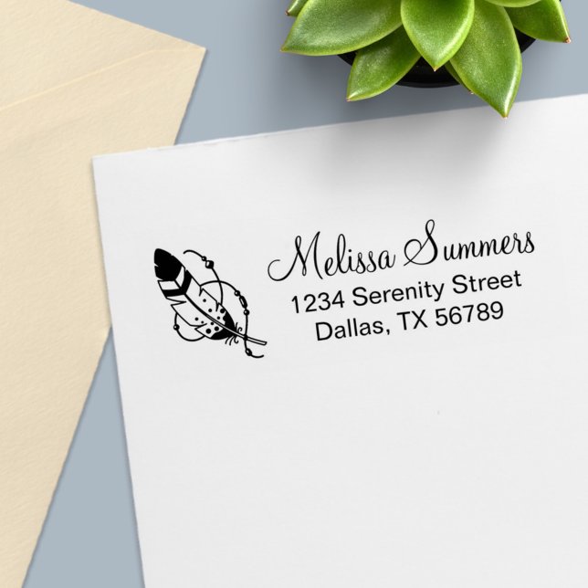 Feather Beads Tribal Boho Amulet Adresse Permastempel (Von Creator hochgeladen)