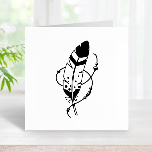 Feather Beads Tribal Boho Amulet Gummistempel (Von Creator hochgeladen)