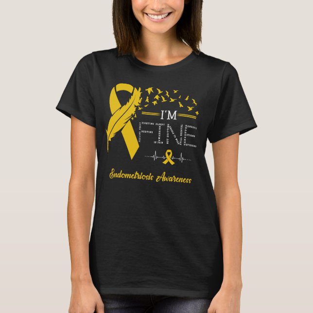 Feather Birds I'm Fine Endometriose Awareness T-Shirt (Vorderseite)